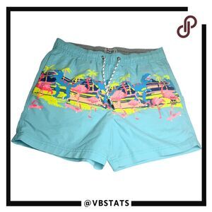 Party Pants Men's Party Pixel Drawstring Swim Shorts Multicolor‎ Size Large